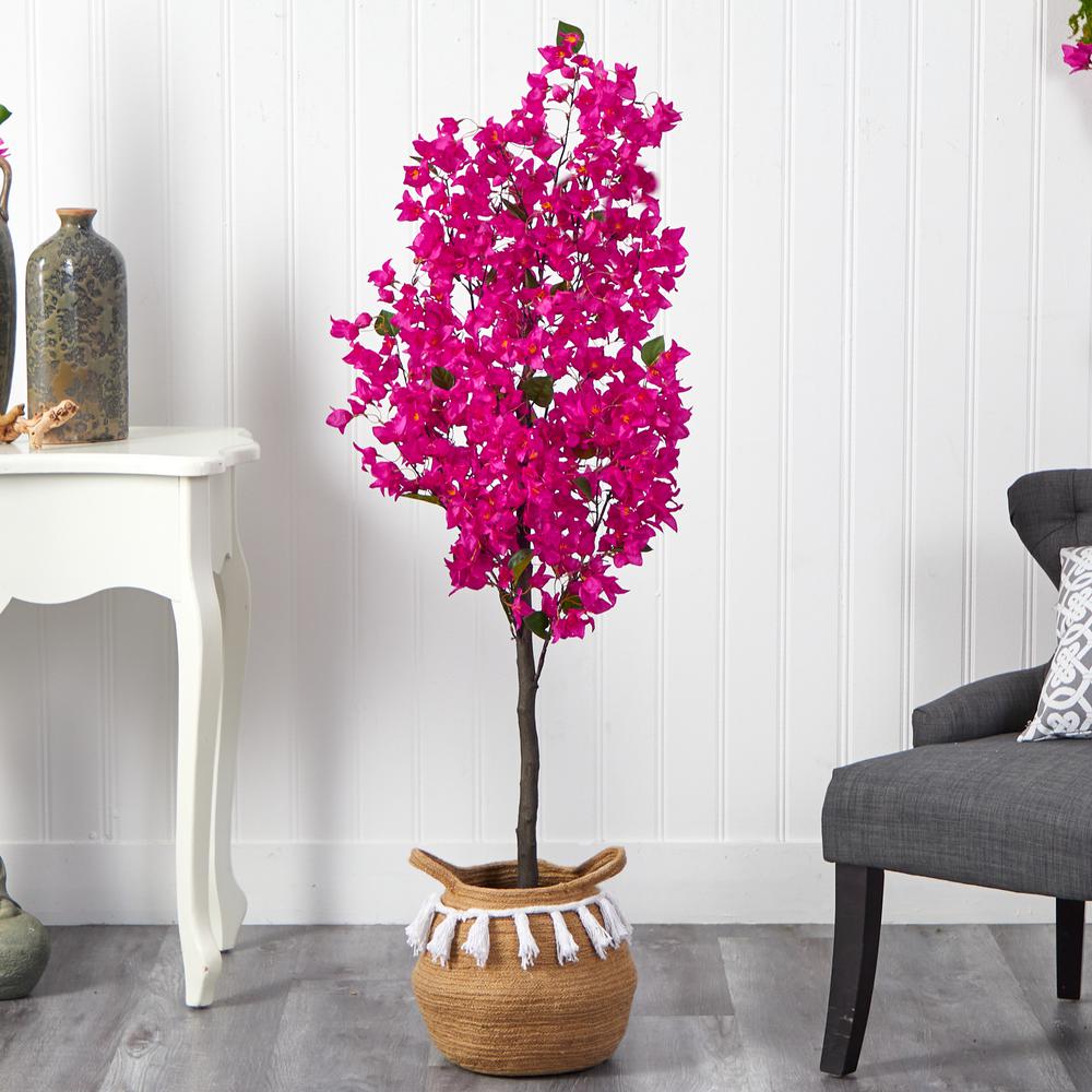 5ft. Artificial Bougainvillea Tree with Handmade Jute. Picture 4