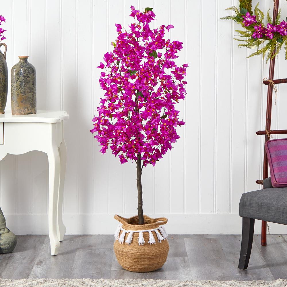 5ft. Artificial Bougainvillea Tree with Handmade Jute. Picture 4