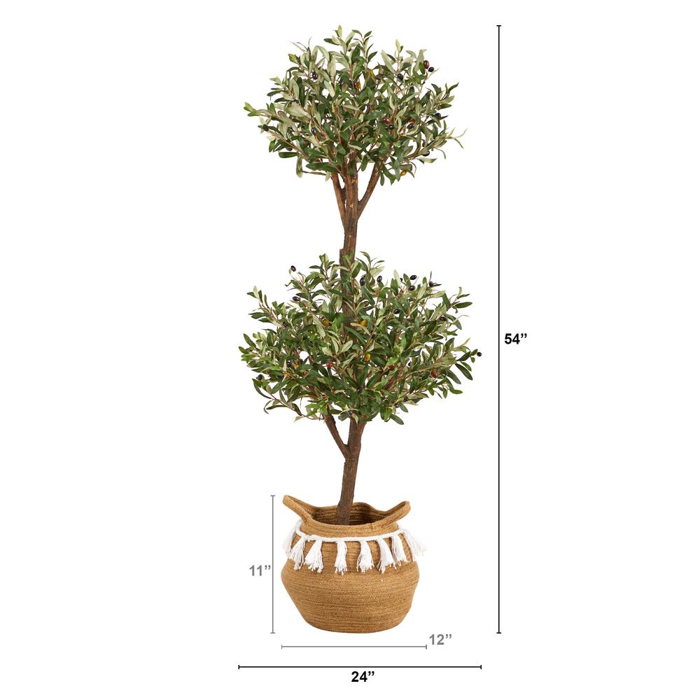 4.5ft. Artificial Olive Double Topiary & 5ft. Artificial Bougainvillea Tree. Picture 2