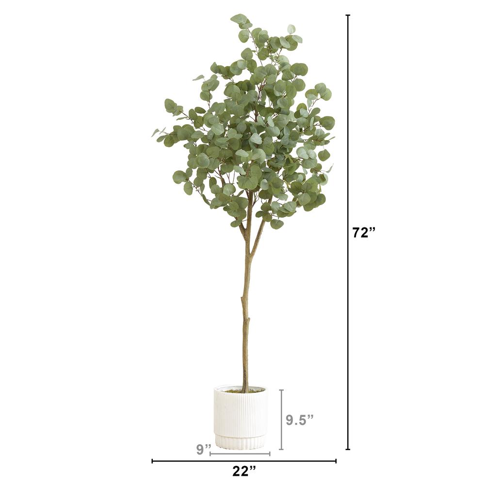 6ft. Artificial Eucalyptus Tree with White Decorative Planter. Picture 2
