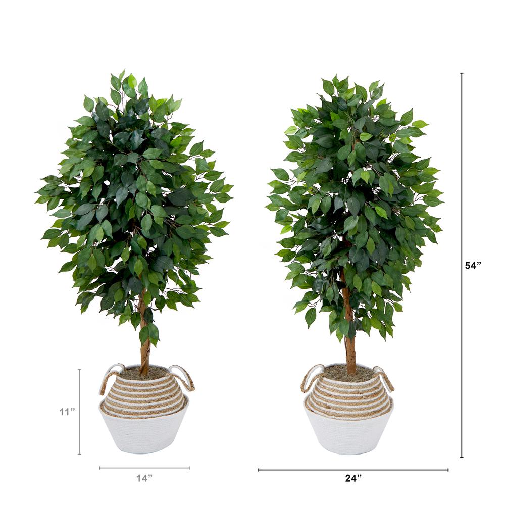 4.5ft. Artificial Ficus Tree with Double Trunk in Handmade Cotton. Picture 4