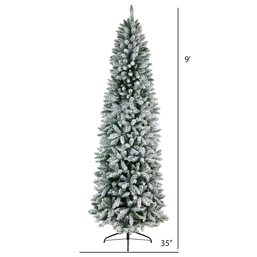 9ft. Slim Flocked Montreal Fir Artificial Christmas Tree. Picture 2