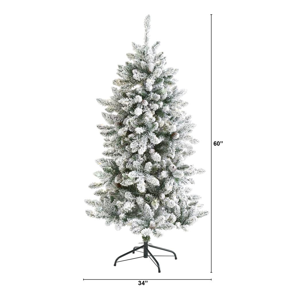 5ft. Flocked Livingston Fir Artificial Christmas Tree with Pine Cones. Picture 2