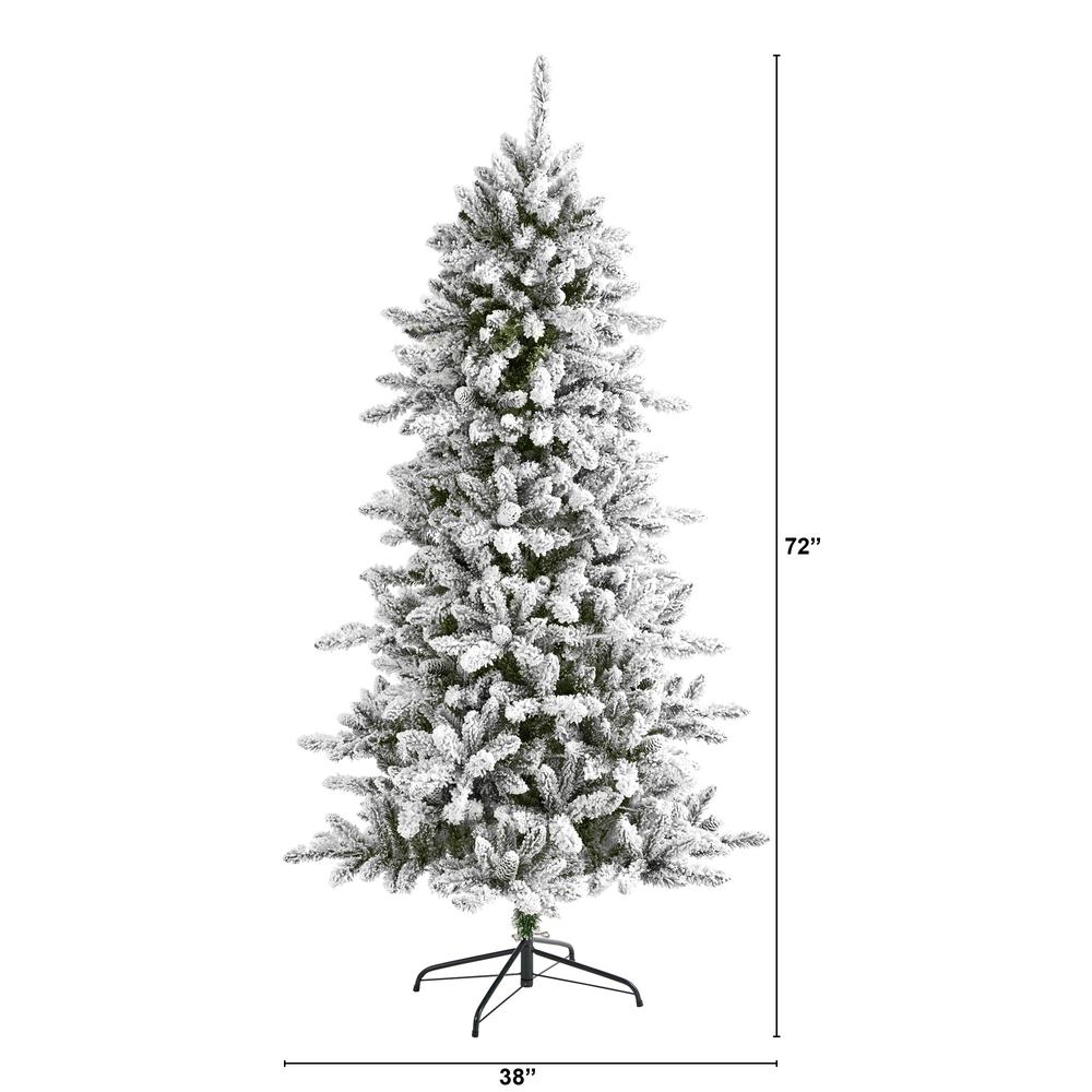 6ft. Flocked Livingston Fir Artificial Christmas Tree with Pine Cones. Picture 2
