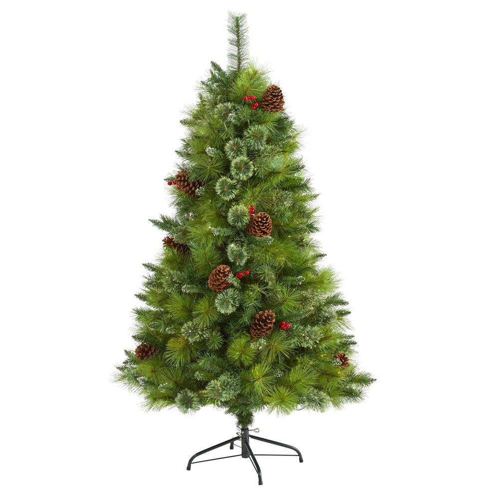 5ft. Montana Mixed Pine Artificial Christmas Tree with Pine Cones, Berries. Picture 1