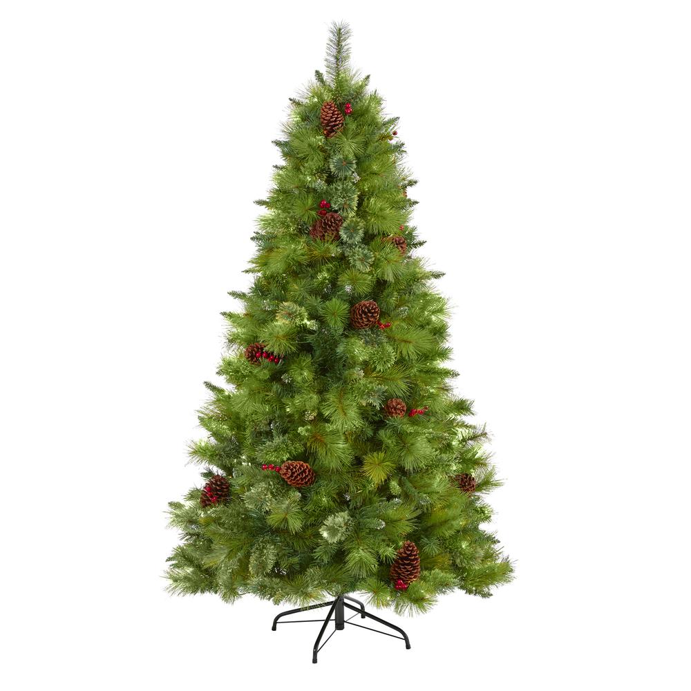 6ft. Montana Mixed Pine Artificial Christmas Tree with Pine Cones, Berries. Picture 1