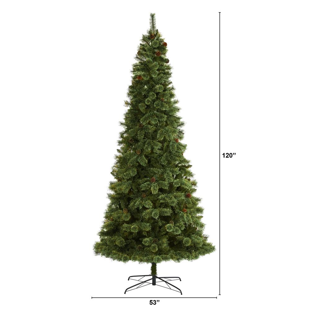 10ft. White Mountain Pine Artificial Christmas Tree with 1875 Bendable Branches. Picture 2