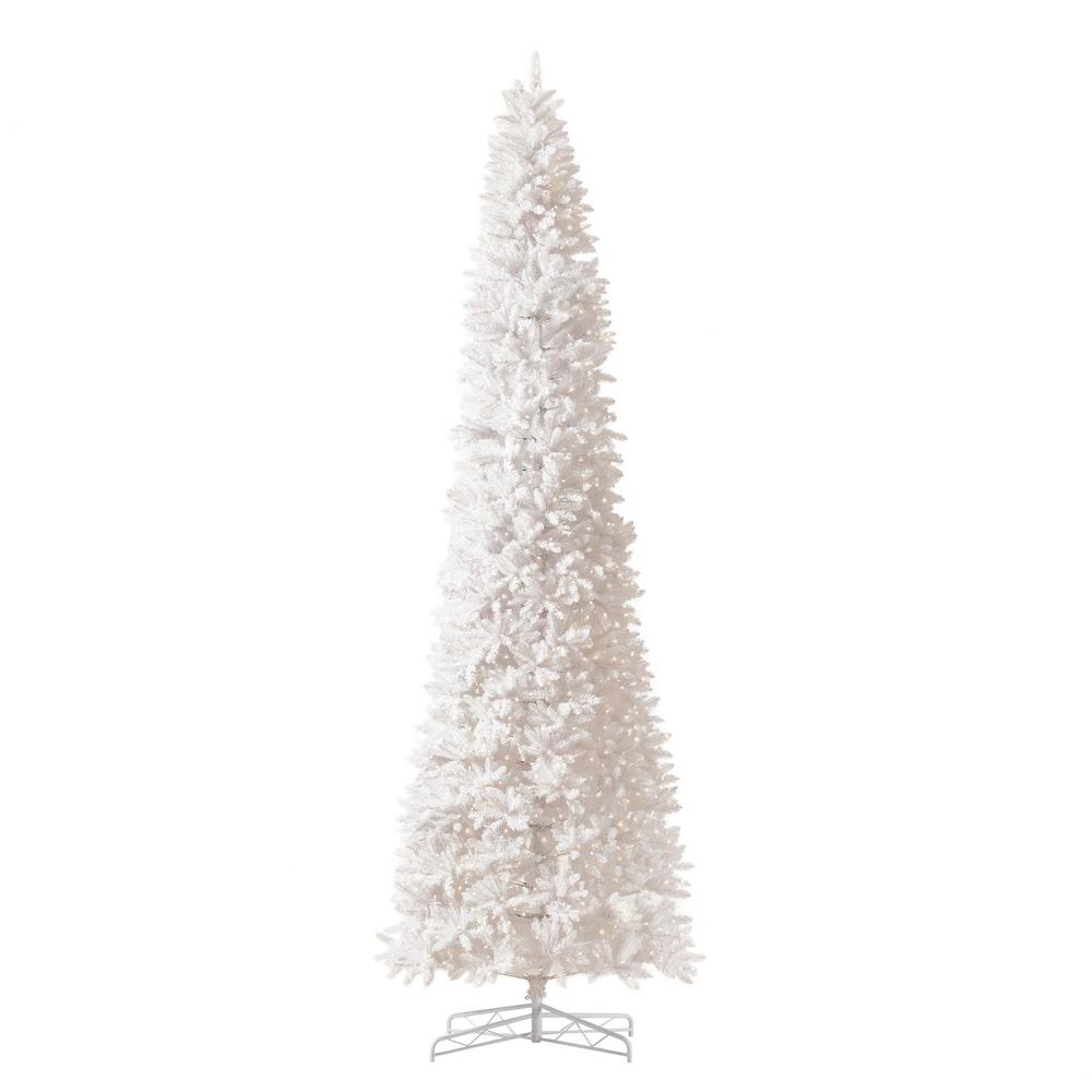 13ft. Slim White Artificial Christmas Tree with 1350 Warm White LED Lights. Picture 13