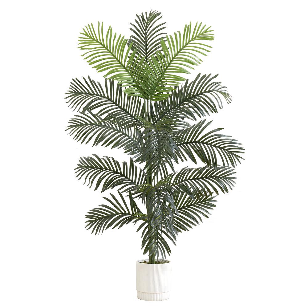 6ft. Artificial Paradise Palm with White Decorative Planter. Picture 1