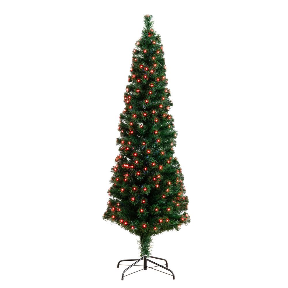 Slim Pre-Lit Fiber Optic Artificial Christmas Tree with 282 Colorful LED Lights. Picture 1