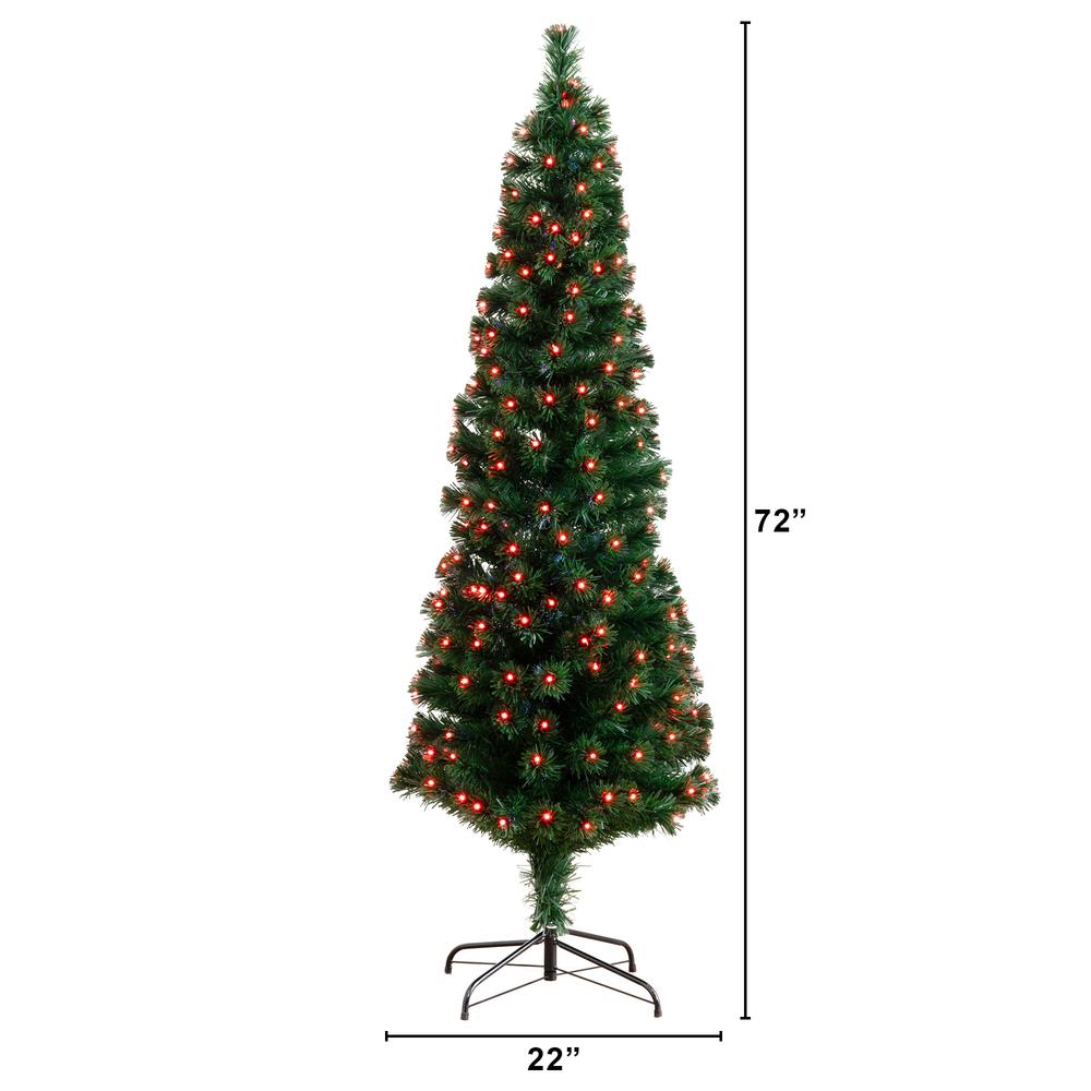 Slim Pre-Lit Fiber Optic Artificial Christmas Tree with 282 Colorful LED Lights. Picture 2