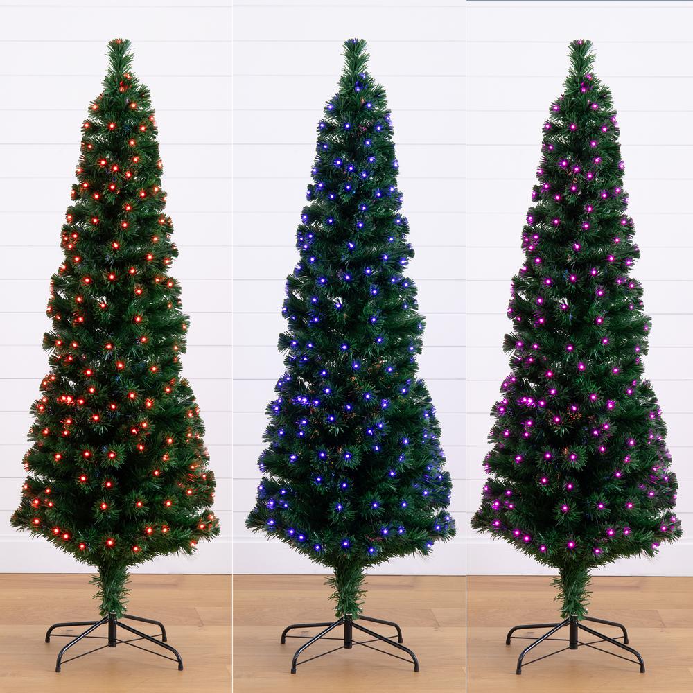 Slim Pre-Lit Fiber Optic Artificial Christmas Tree with 282 Colorful LED Lights. Picture 3
