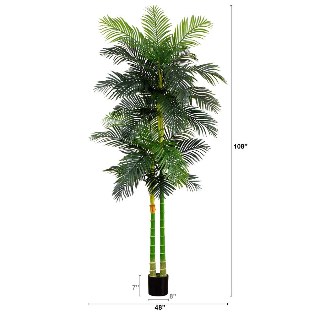 9ft. Artificial Double Golden Cane Palm Tree. Picture 1