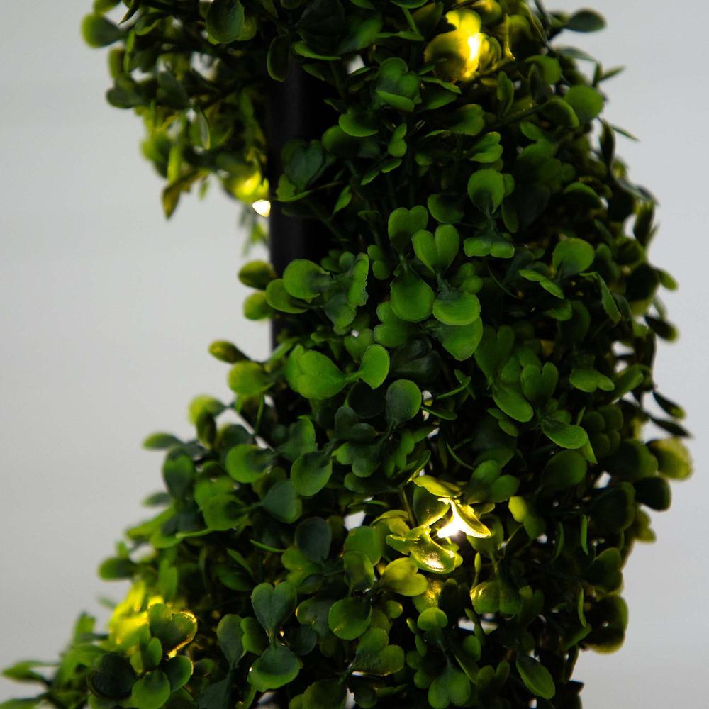 Boxwood Spiral Topiary Tree with LED Lights in Decorative Planter. Picture 3