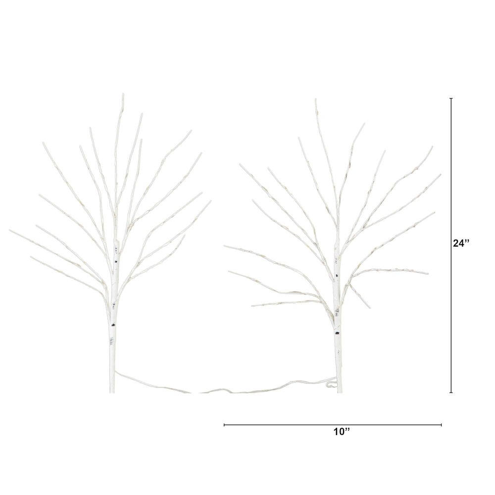 24in. Pre-Lit Artificial White Birch Branches with 80 Warm White Set of 2. Picture 4