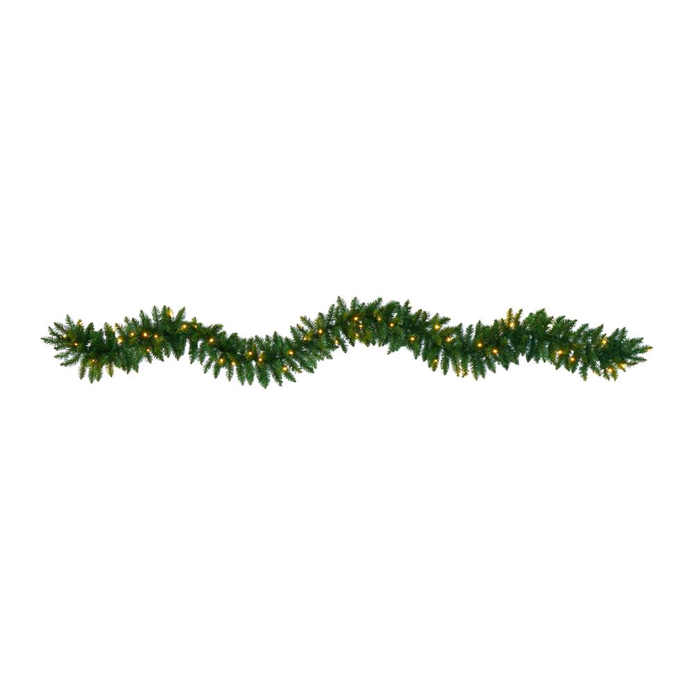 9ft. Christmas Pine Artificial Garland with 50 Warm White LEDs Lights. Picture 6