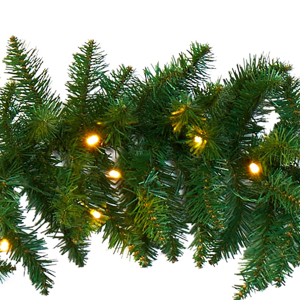 9ft. Christmas Pine Artificial Garland with 50 Warm White LEDs Lights. Picture 3