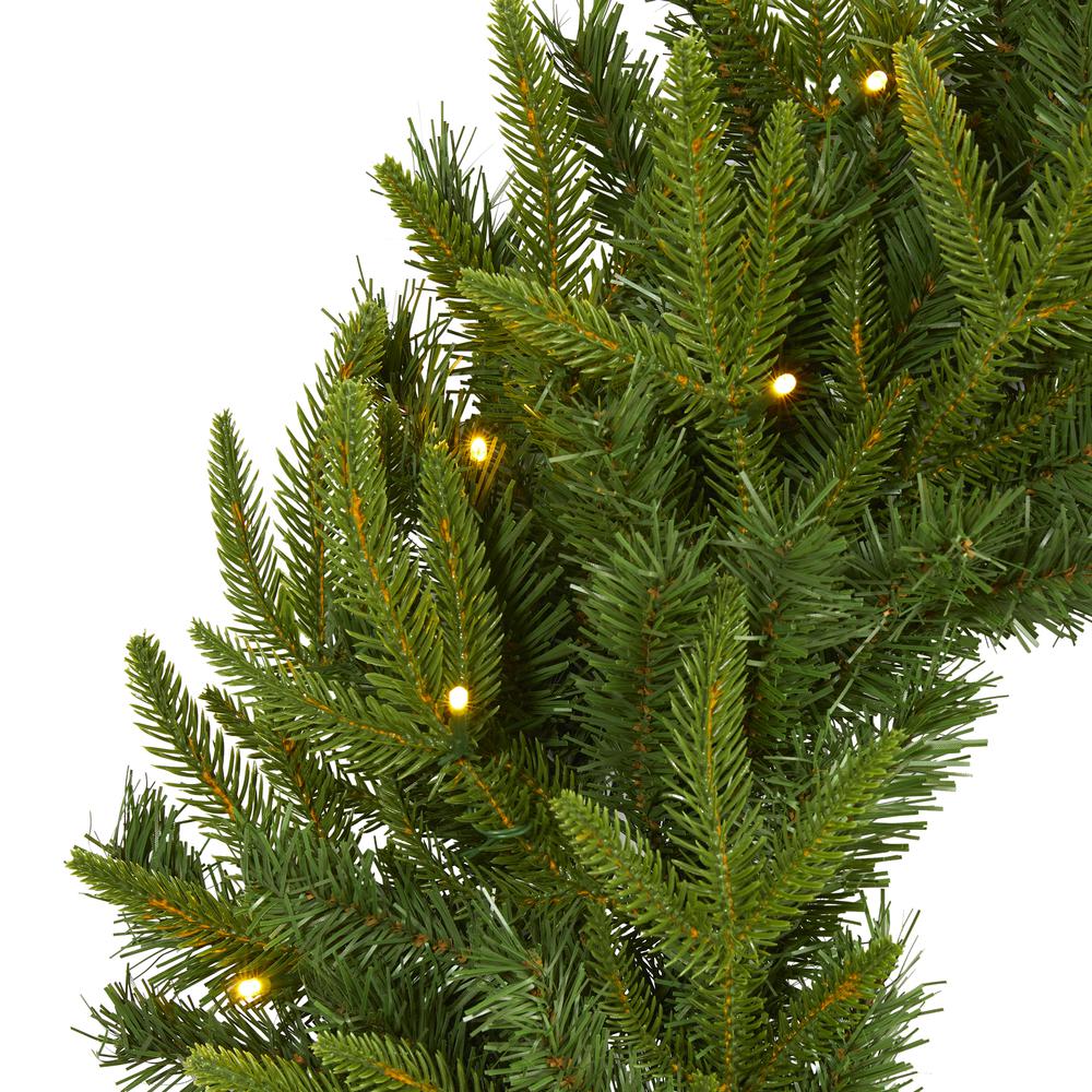 24in. Long Pine Artificial Christmas Wreath with 35 Clear LED Lights. Picture 2