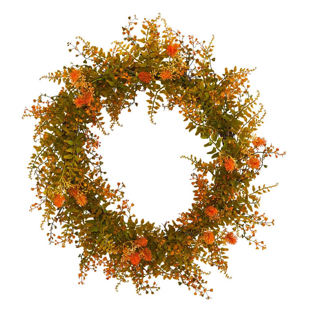 21in. Autumn Fern Artificial Wreath. Picture 2