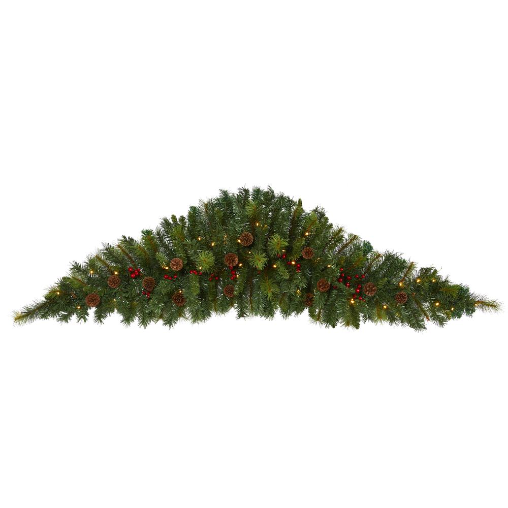 6ft. Artificial Christmas Swag with 50 LED Lights, Berries and Pine Cones. Picture 5