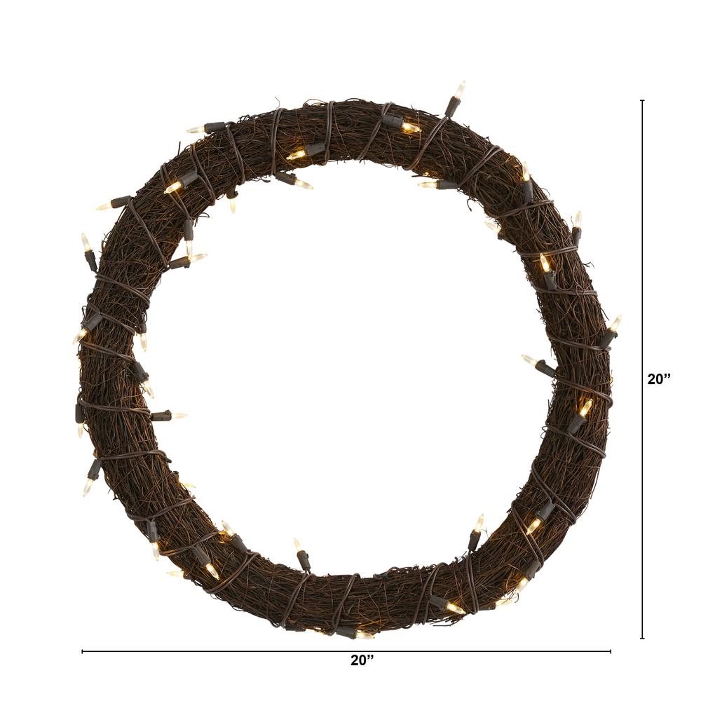 20in. Vine Wreath with 50 White Warm LED Lights. Picture 2