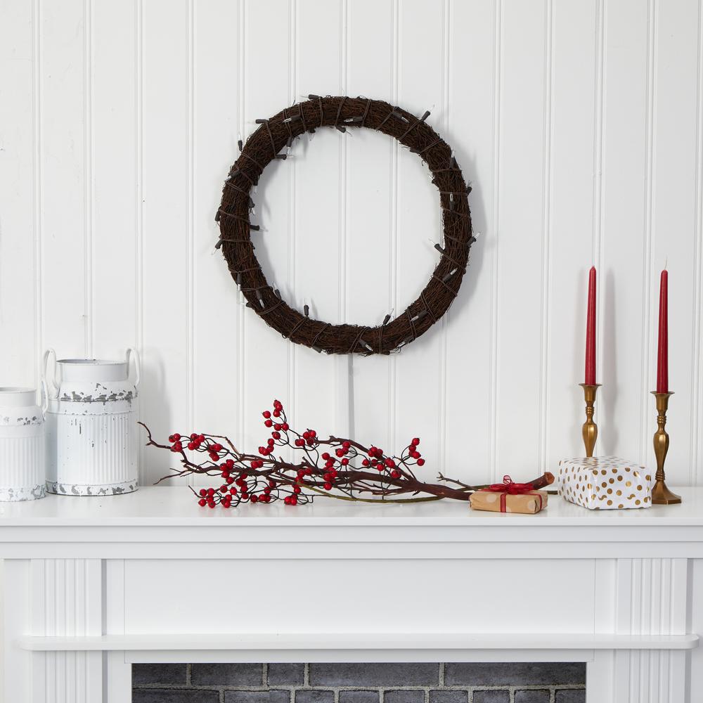 20in. Vine Wreath with 50 White Warm LED Lights. Picture 5