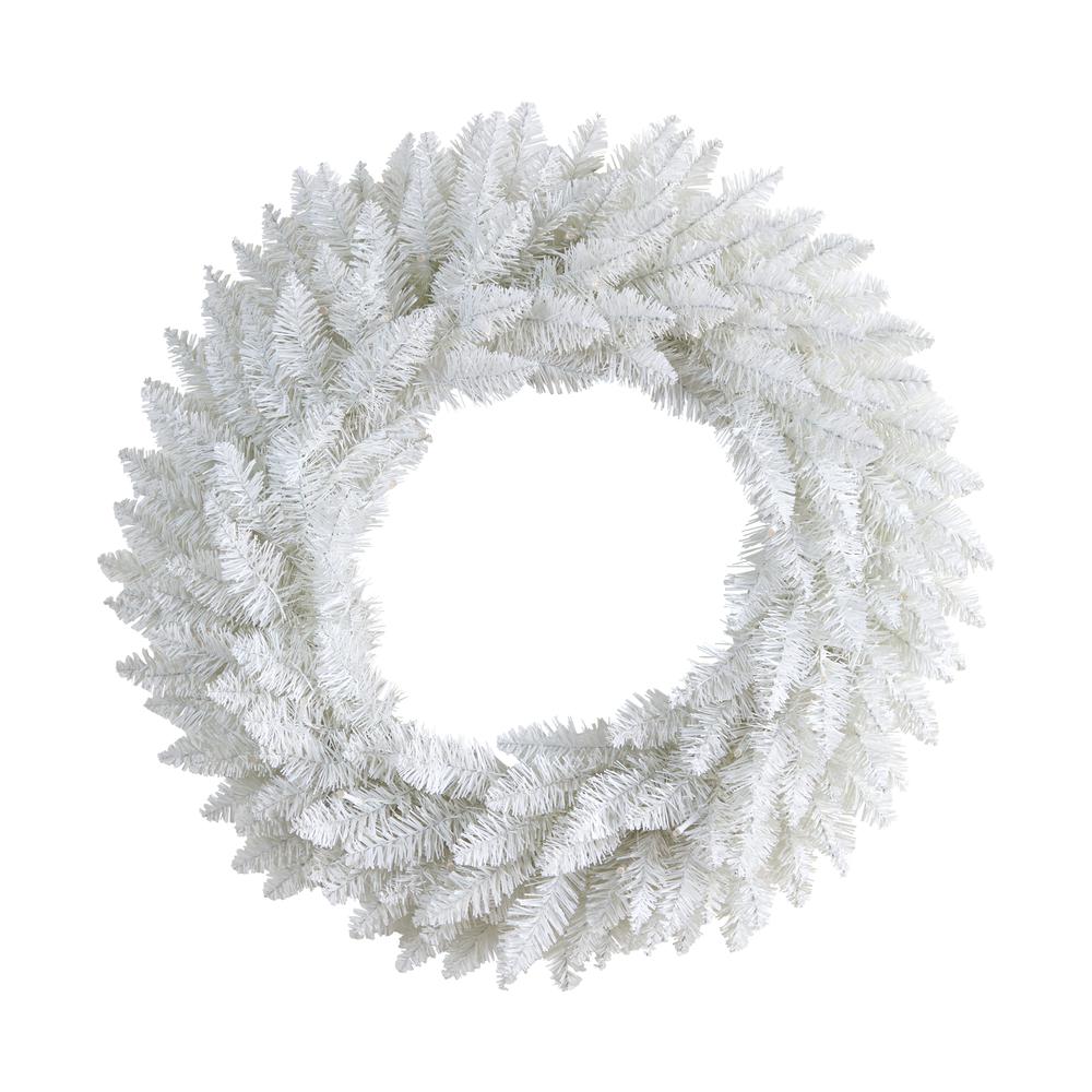 24in. Colorado Spruce Artificial Christmas Wreath with 179 Bendable Branches and 35 Warm LED Lights. Picture 1