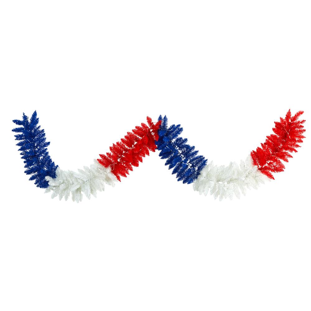 9ft. Red, White and Blue Americana Artificial Garland with 50 Warm LED Lights. Picture 3