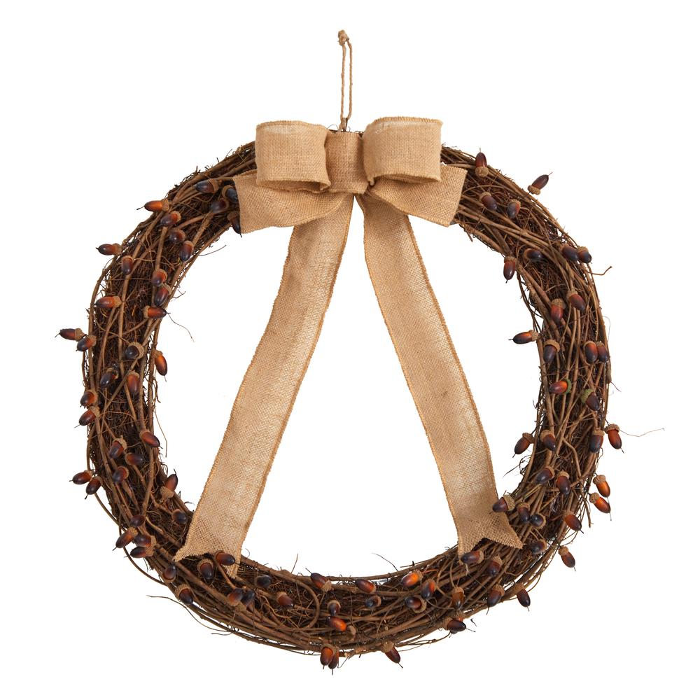 30in. Fall Acorn and Decorative Bow Autumn Wreath. Picture 4