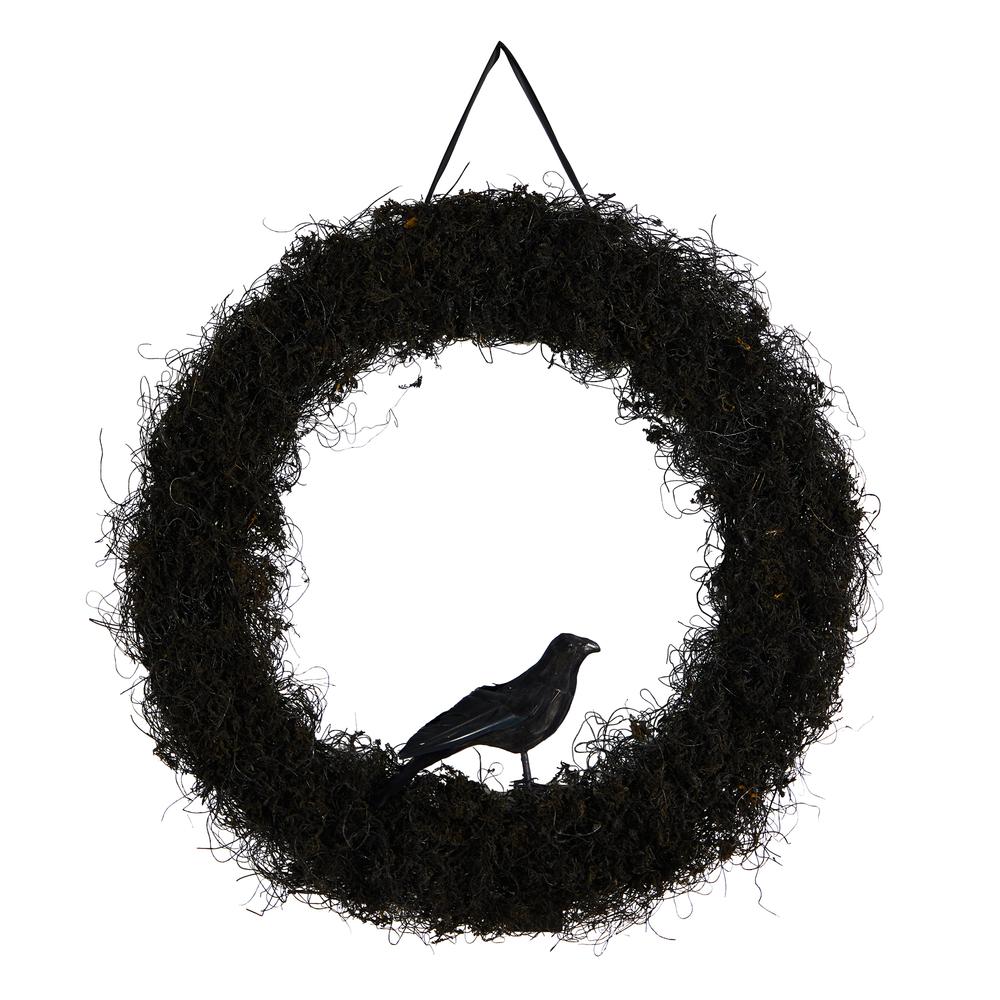 30in. Halloween Black Raven Twig Wreath. Picture 4