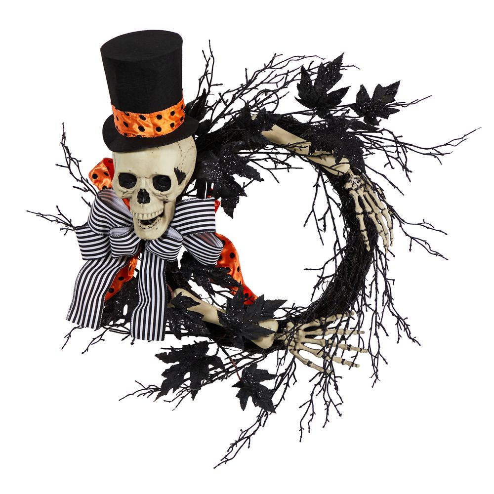 26in. Halloween Dapper Skeleton Wreath. Picture 4
