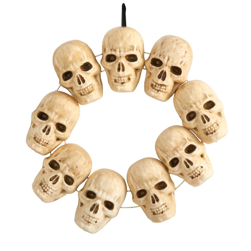 20in. Halloween Skull Wreath with Lighted Eyes. Picture 4