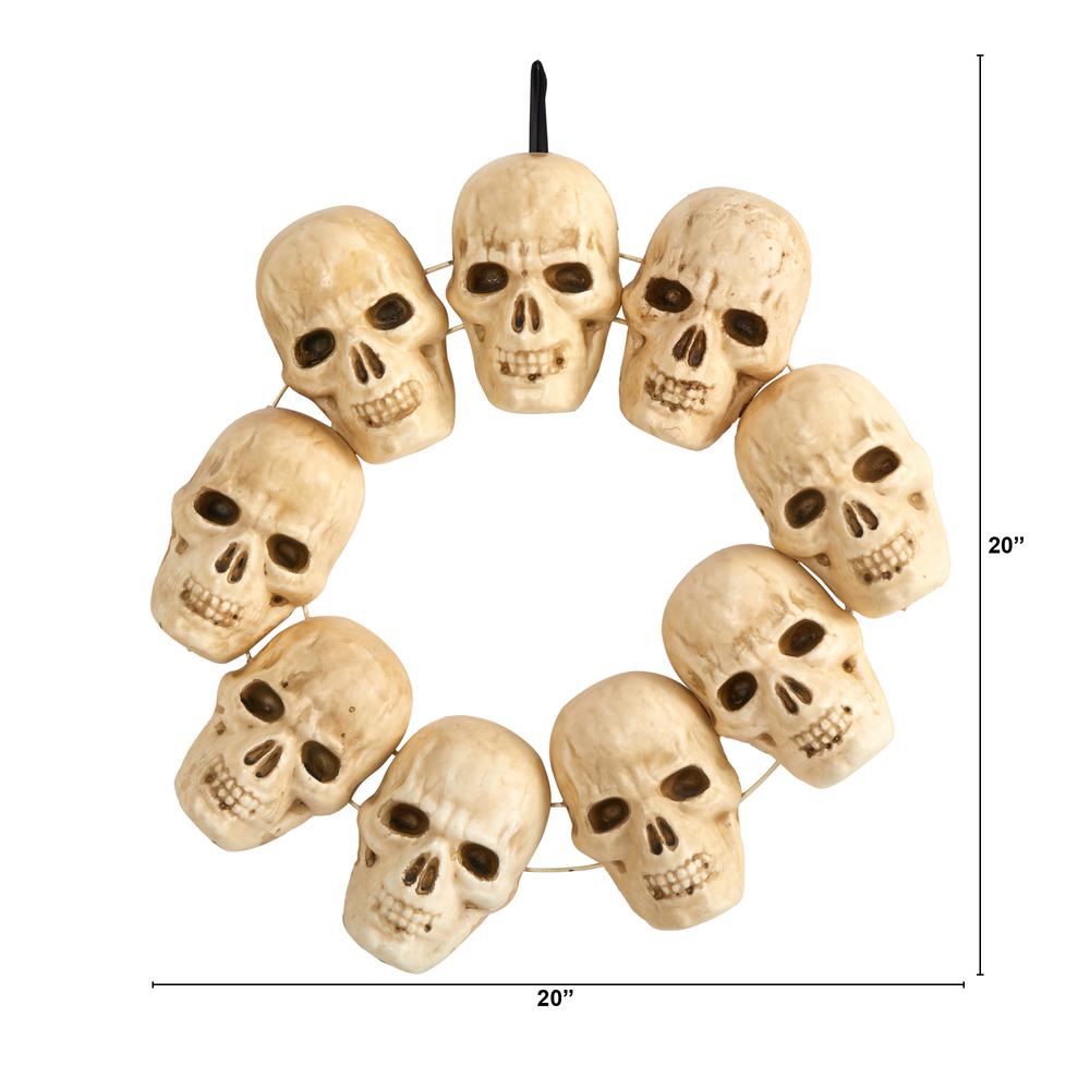 20in. Halloween Skull Wreath with Lighted Eyes. Picture 1