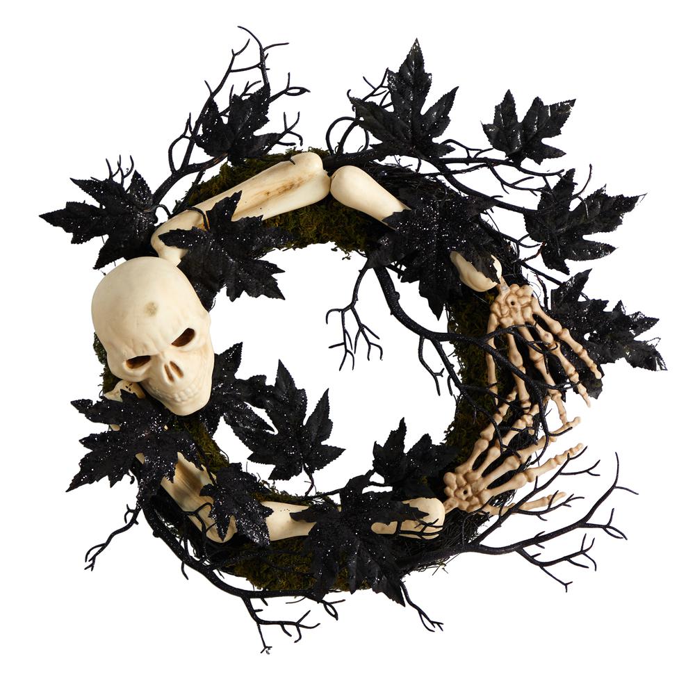 24in. Halloween Skull and Bones Wreath. Picture 4