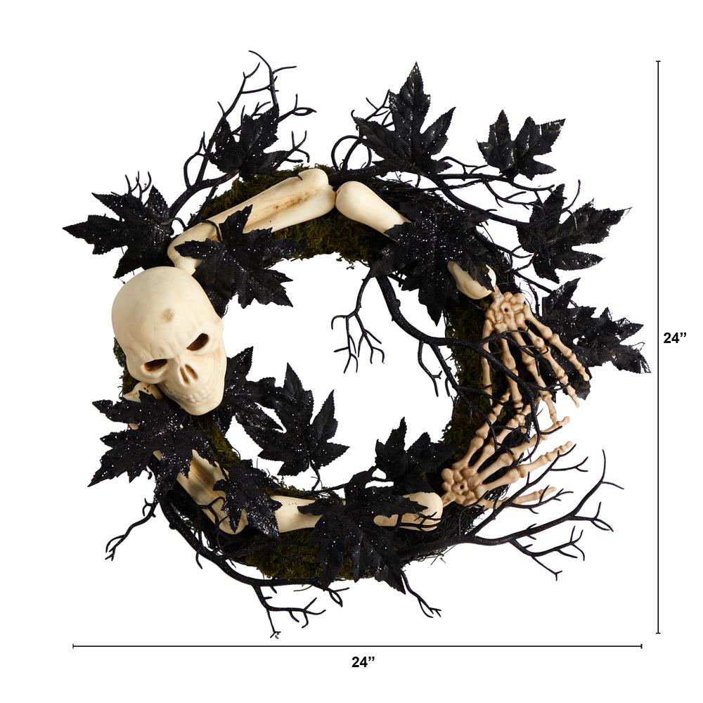 24in. Halloween Skull and Bones Wreath. Picture 1