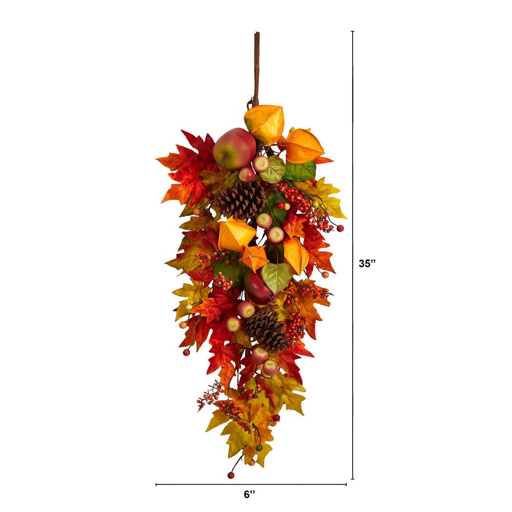 35in. Autumn Maple Leaf and Berries Fall Teardrop. Picture 1