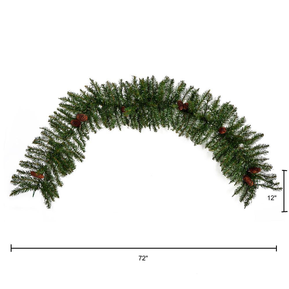 Alaskan Pines and Pinecones Artificial Christmas Garland 50 Warm White LEDLights. Picture 2