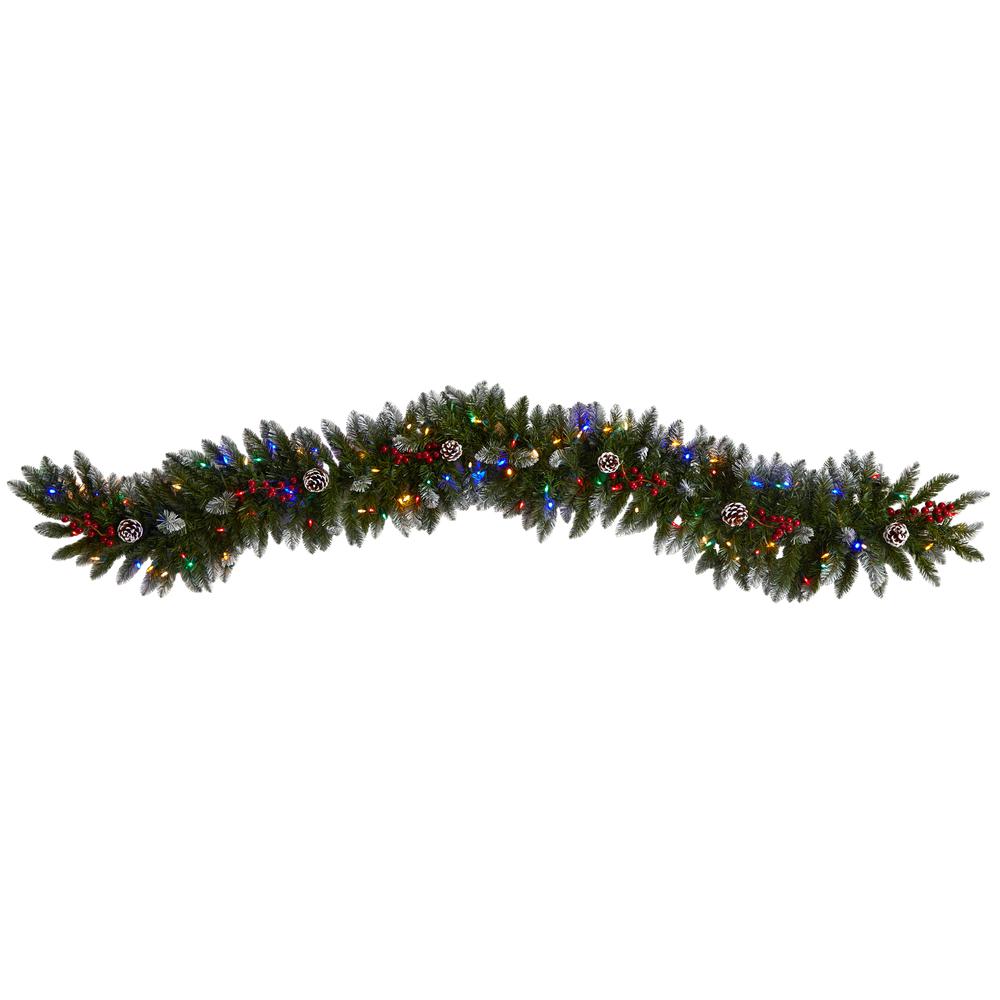 Snow Tipped Extra Wide Artificial Christmas Garland with Pinecones. Picture 1