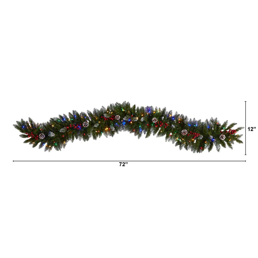 Snow Tipped Extra Wide Artificial Christmas Garland with Pinecones. Picture 2