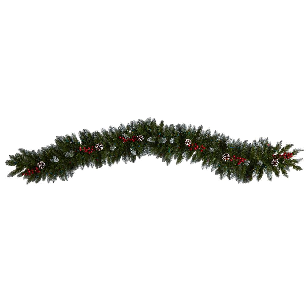 Snow Tipped Extra Wide Artificial Christmas Garland with Pinecones. Picture 3