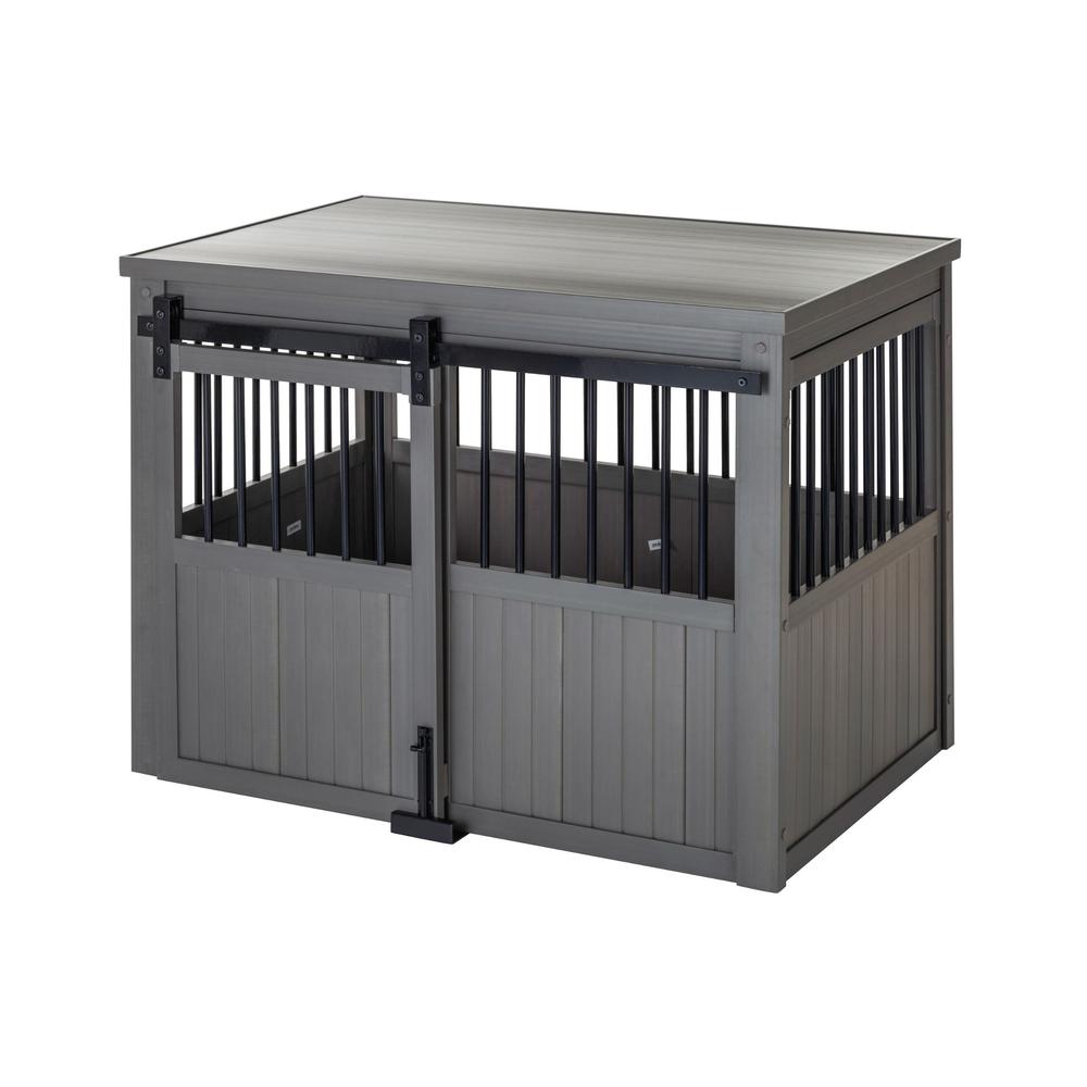 ECOFLEX® Homestead Sliding Barn Door Dog Crate -Grey. Picture 1