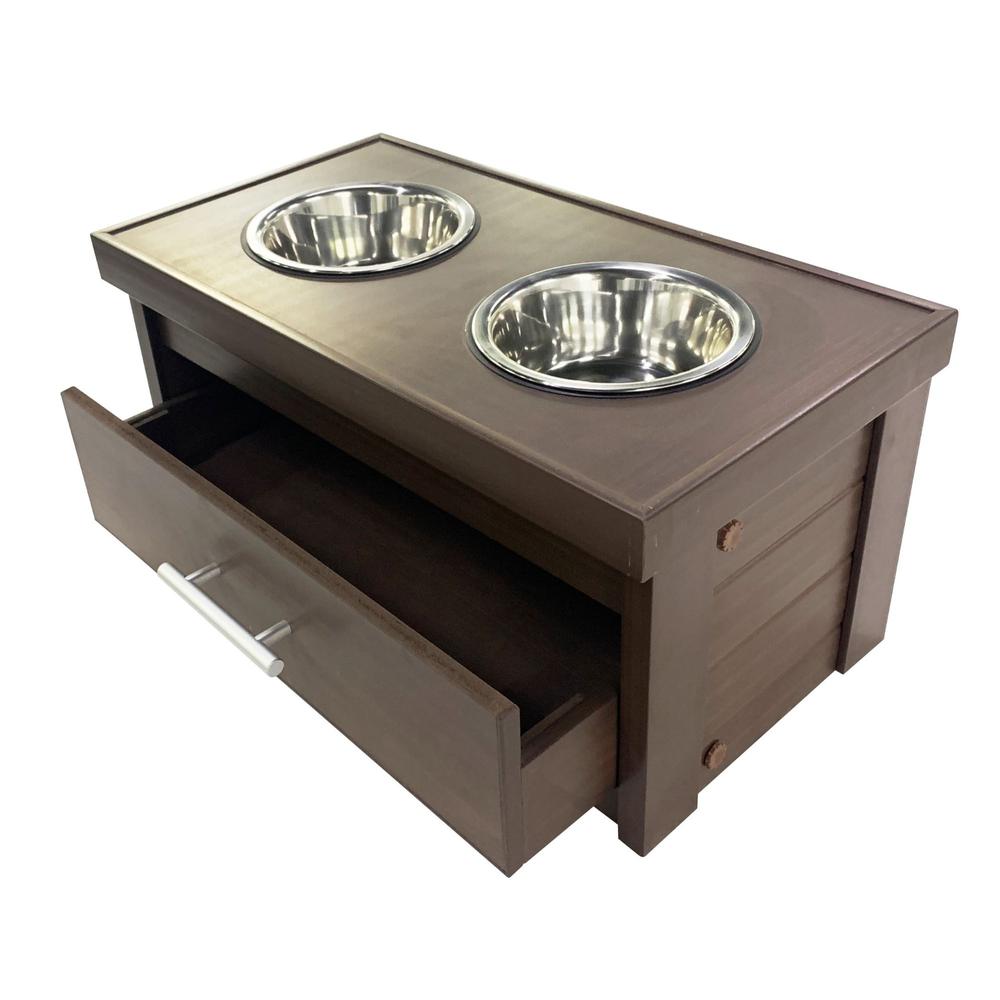 ECOFLEX® Piedmont 2-Bowl Dog Diner with Storage Drawer -Russet. Picture 2