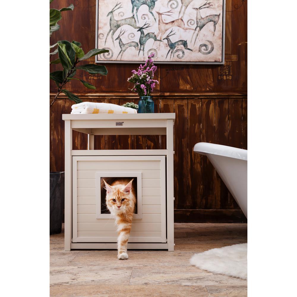 ECOFLEX® Jumbo Litter Box Cover End Table - Antique White. Picture 2