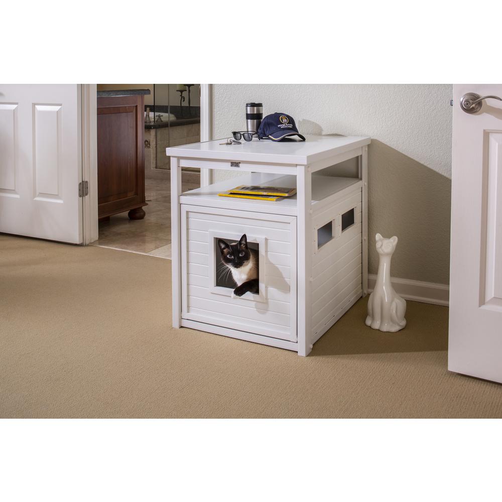 ECOFLEX® Jumbo Litter Box Cover End Table - Antique White. Picture 6