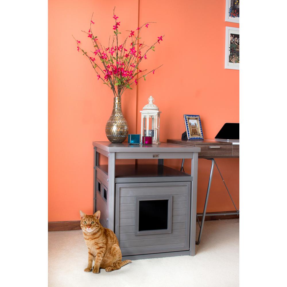 ECOFLEX® Jumbo Litter Box Cover End Table - Grey. Picture 2