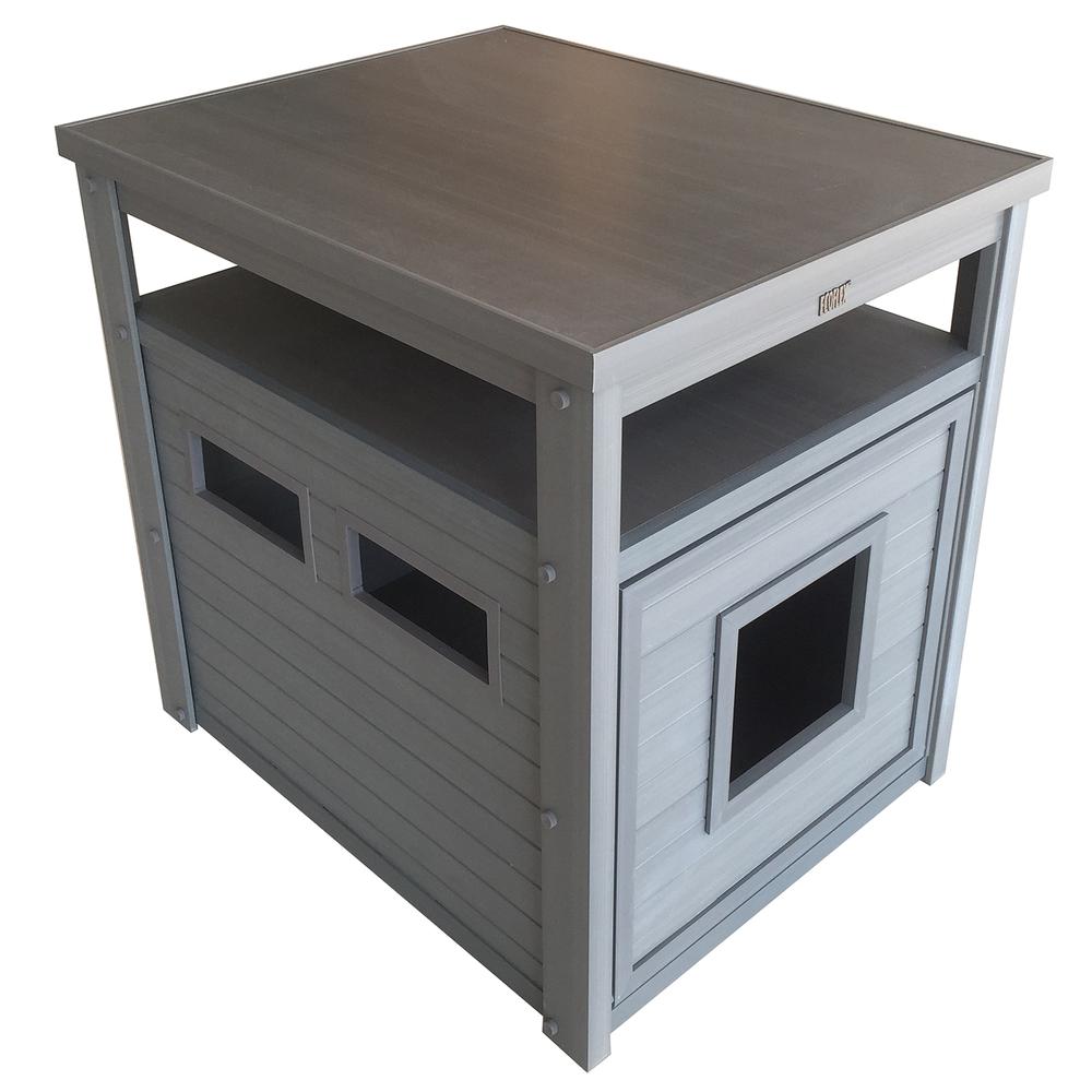 ECOFLEX® Jumbo Litter Box Cover End Table - Grey. Picture 1