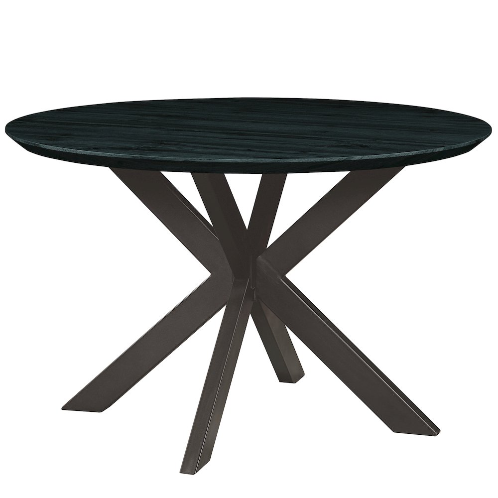 Ravenna 47" Round Wood Dining Table With Modern Metal Base. Picture 1