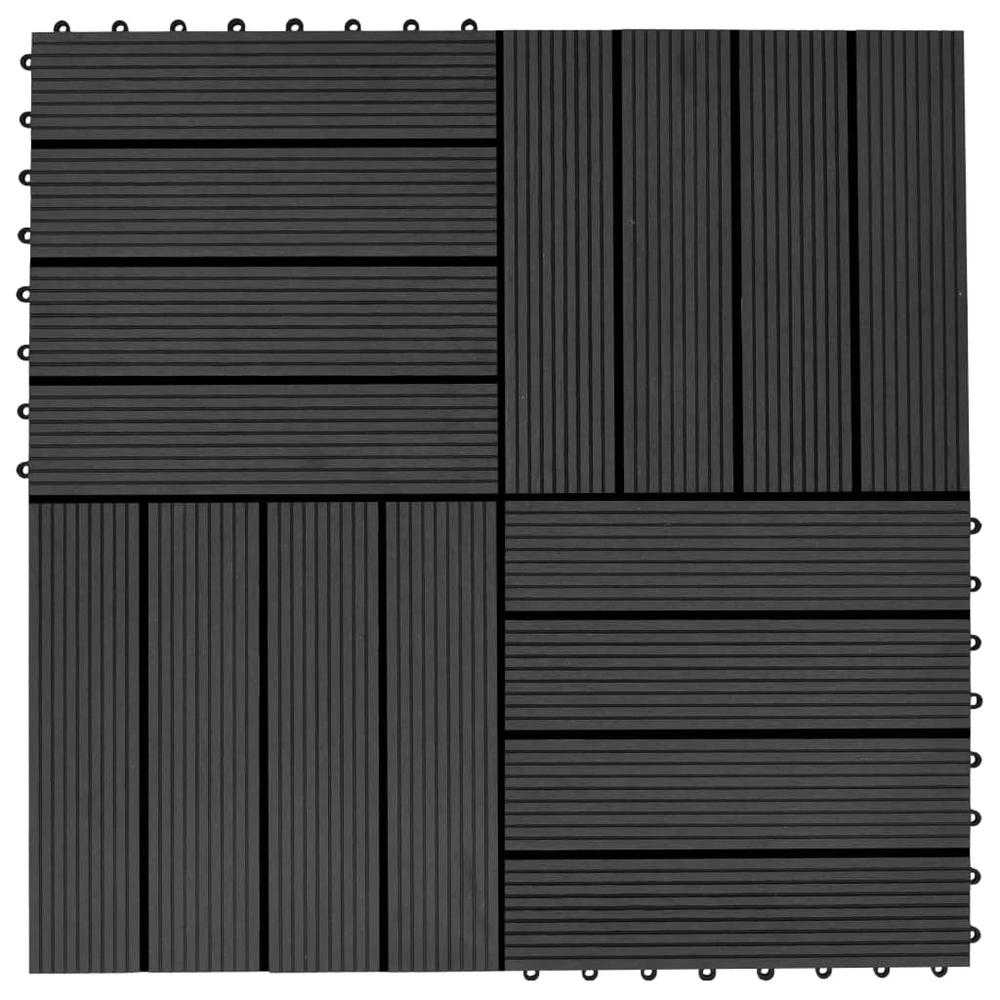 vidaXL 11 pcs Decking Tiles WPC 11.8"x11.8" 1 sqm Black, 45023. Picture 1