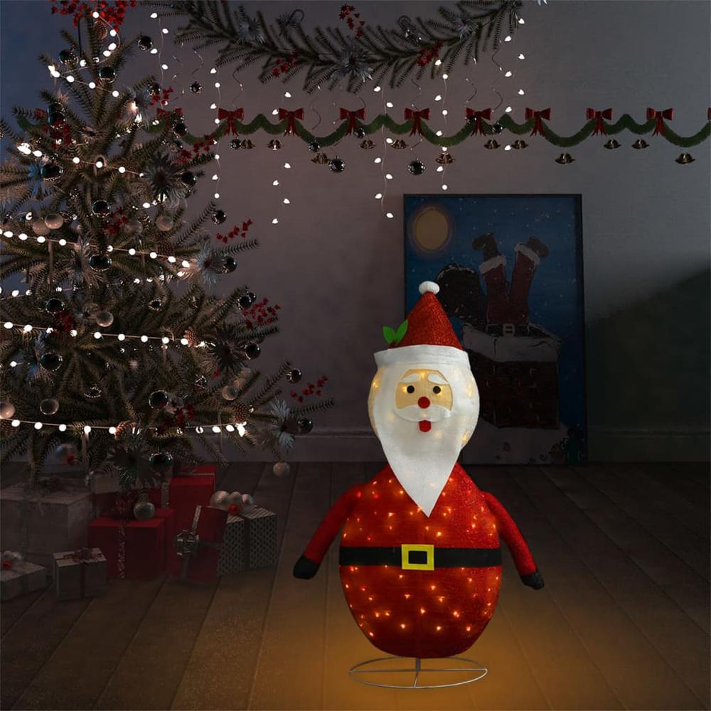 vidaXL Decorative Christmas Santa Claus Figure LED Luxury Fabric 35.4". Picture 3