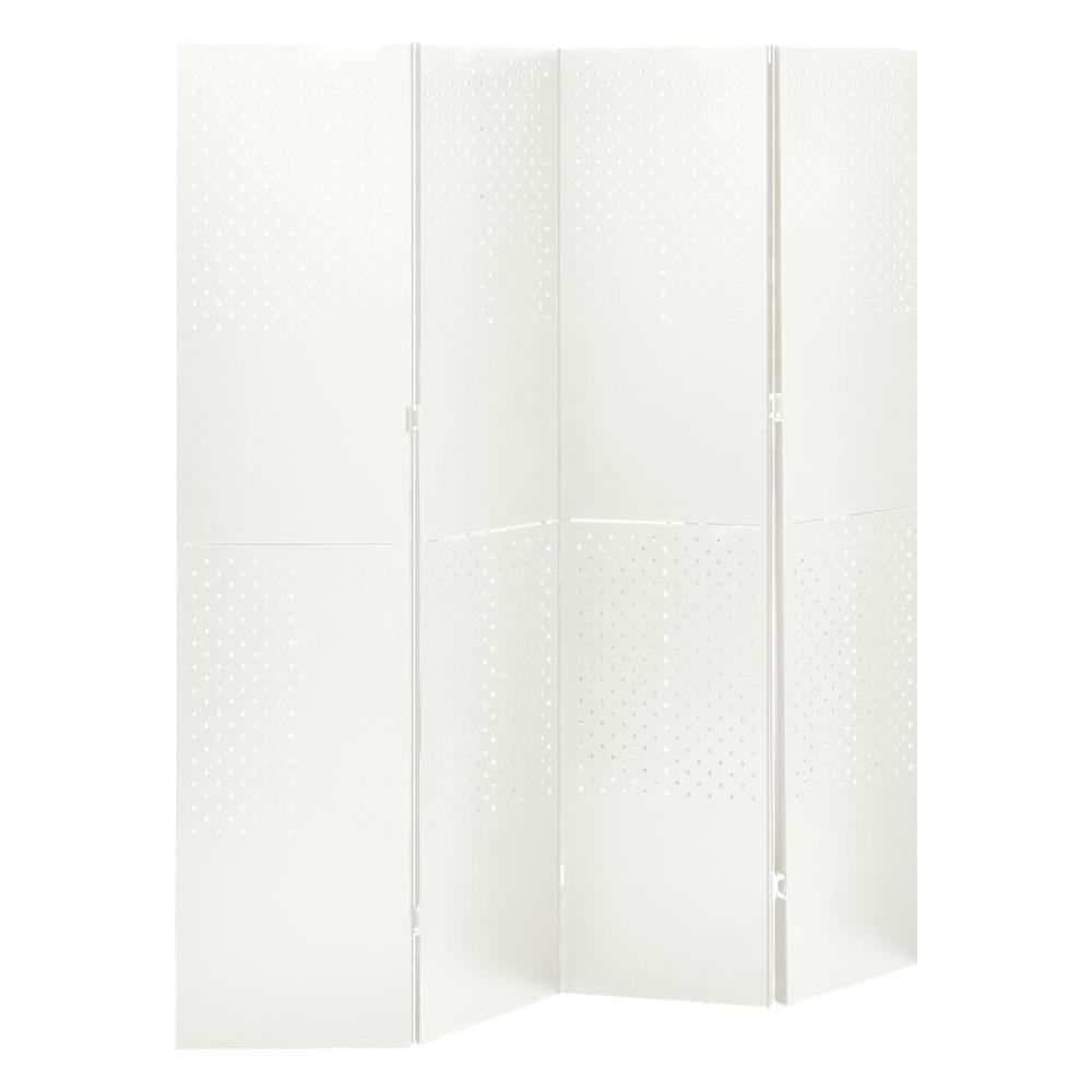 vidaXL 4-Panel Room Dividers 2 pcs White 63"x70.9" Steel. Picture 2